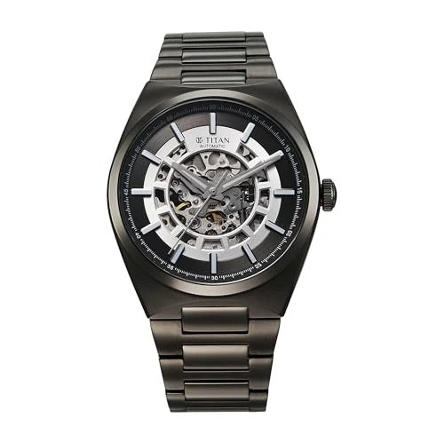 Titan Nexus Skeletal Automatic Analog with Brown Dial Brown Stainless Steel Strap Watch for Men - 90221QM01