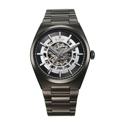 Titan Nexus Skeletal Automatic Analog with Brown Dial Brown Stainless Steel Strap Watch for Men - 90221QM01