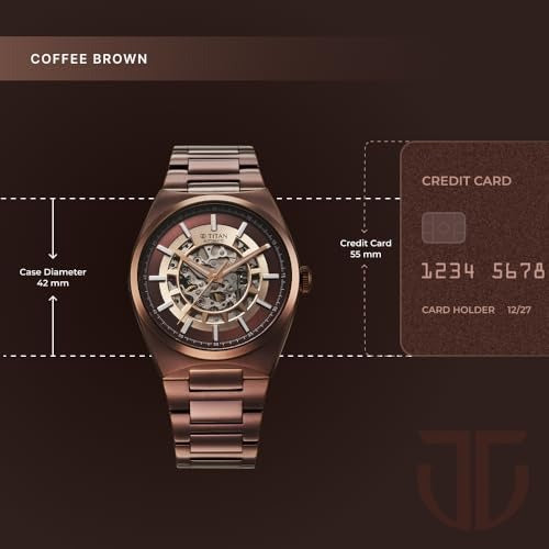 Titan Nexus Skeletal Automatic Analog with Brown Dial Brown Stainless Steel Strap Watch for Men - 90221QM01