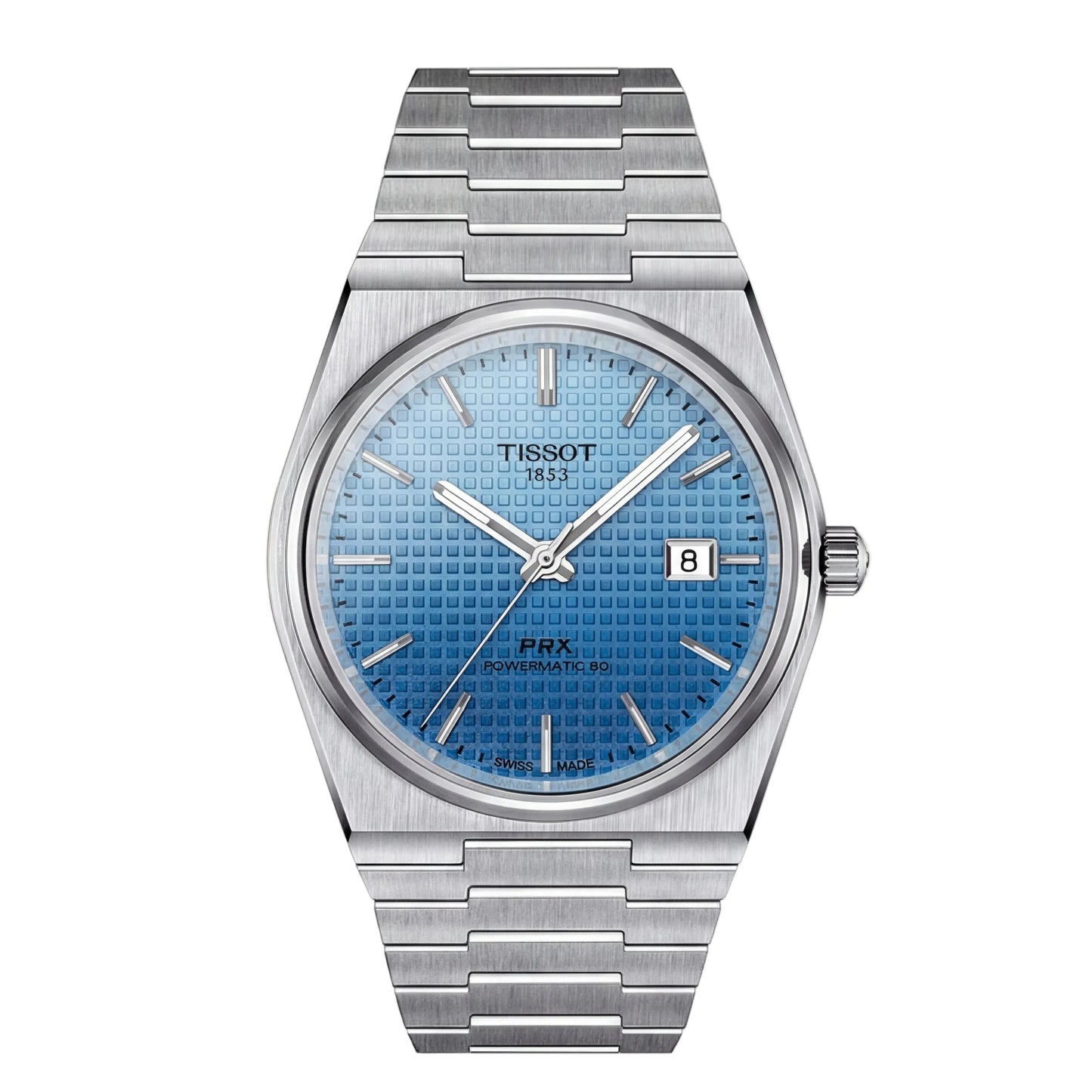 Steel Blue Textured Dial Integrated Bracelet Luxury Watch – Men