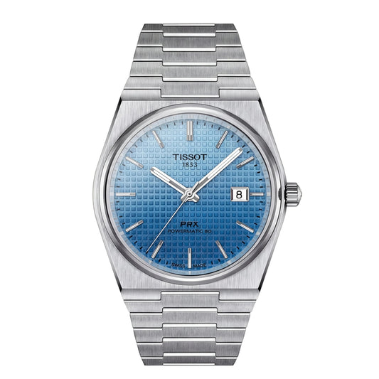Steel Blue Textured Dial Integrated Bracelet Luxury Watch – Men
