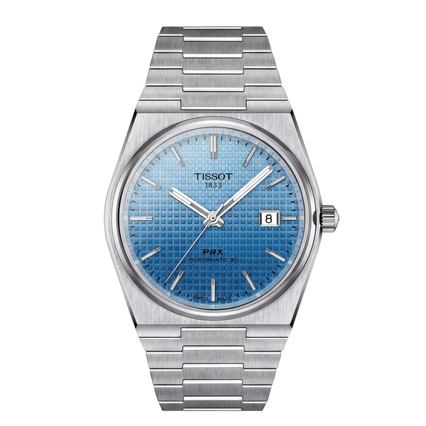 Steel Blue Textured Dial Integrated Bracelet Luxury Watch – Men