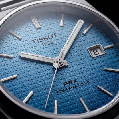 Steel Blue Textured Dial Integrated Bracelet Luxury Watch – Men