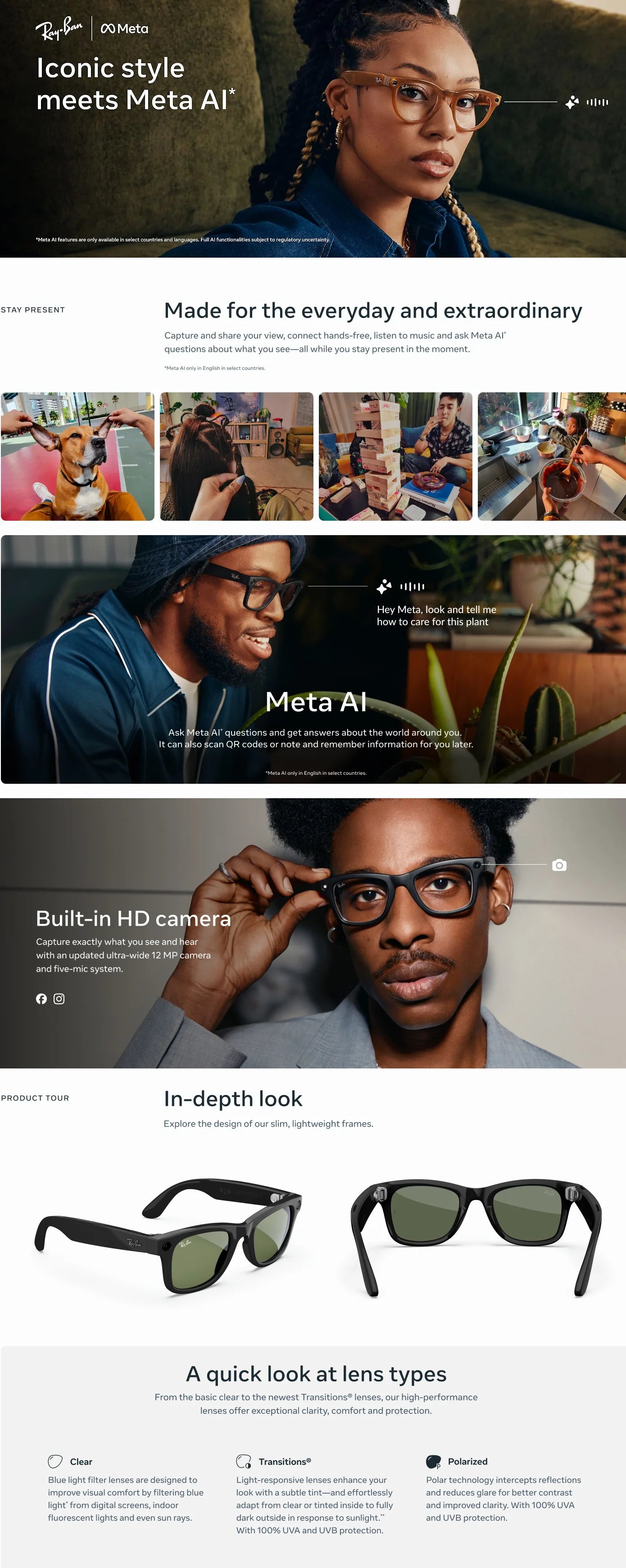 Meta AI Smart Glasses (Gen 2), Language Translation, Photochromic Lenses, AI Chat & Hands Free Audio & Calls